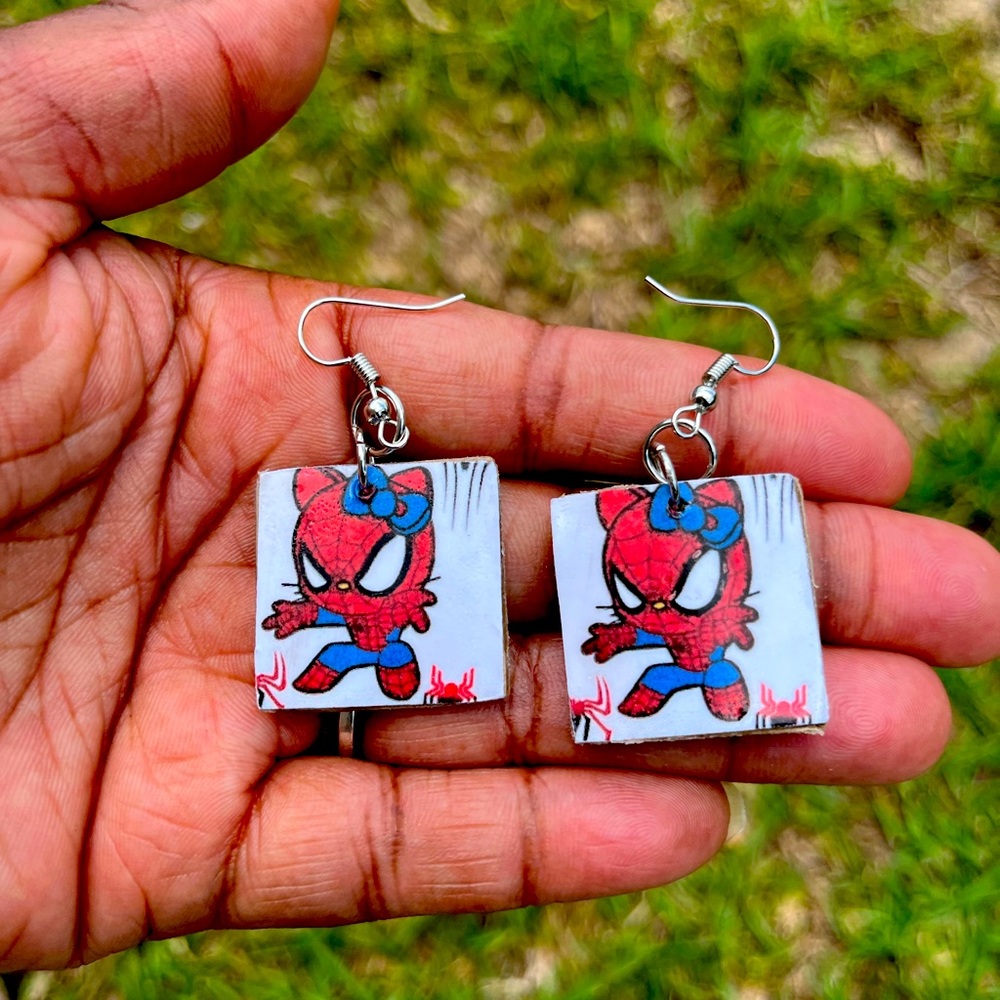 Hello Kitty Spider-Man Inspo Handmade Earrings 🕸️🕷️